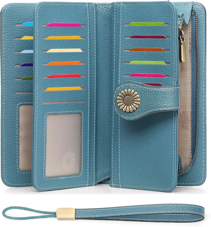 SENDEFN Wallets for Women Leather Credit Card Holder with RFID Blocking Large Capacity Wristlet | with RFID Blocking, Large Capacity, Wristlet, with RFID Blocking, Large Capacity, Wristlet - Image 1